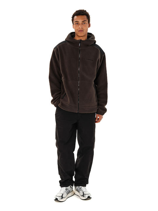 Herren-Fleecejacke mit Kapuze Braun