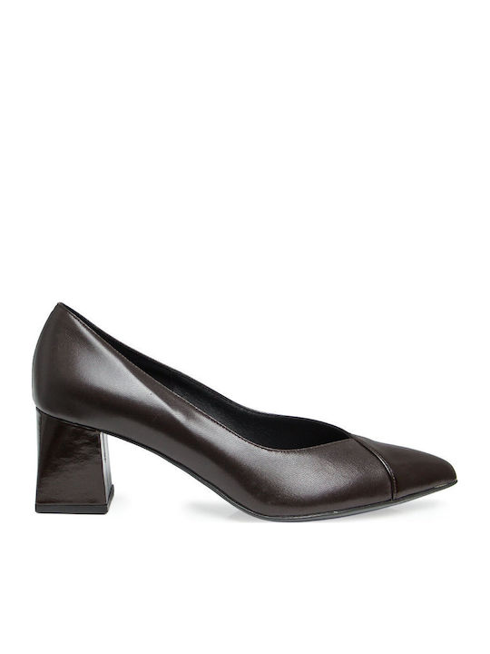 Leather Heels with Medium Heel Brown