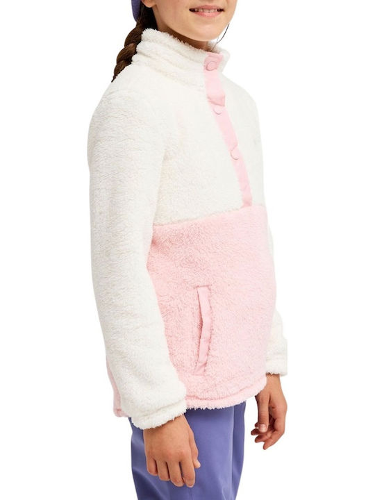 Fleece Kinder-Sweatjacke Whisper White Winter Flora