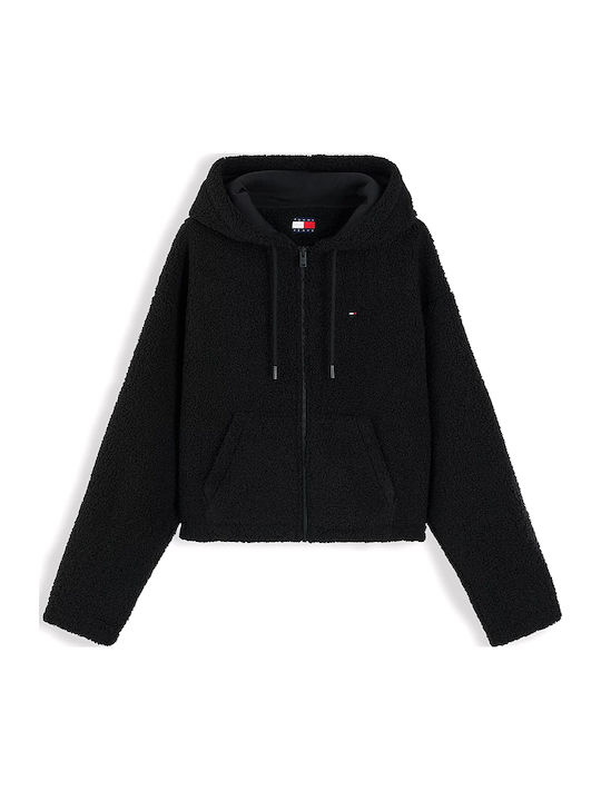 Cardigan Lung Negru cu Fermoar pentru Femei