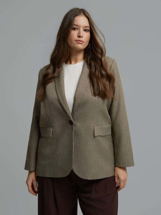 Mat Fashion Γυναικείο Σακάκι Καφέ Mat Fashion Γυναικείο Σακάκι Καφέ