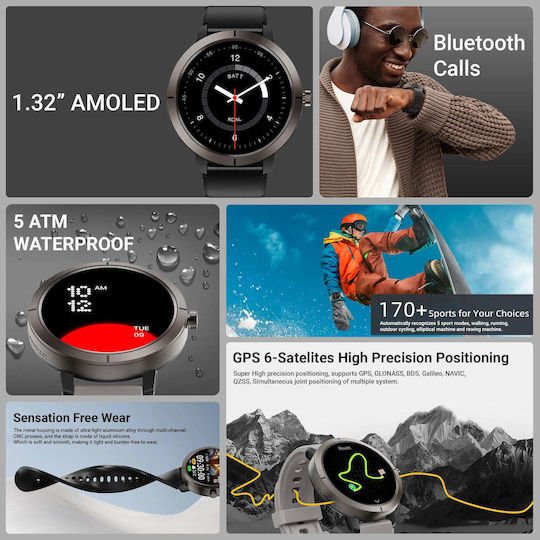 Booster Impera Pro Aluminum Waterproof Smartwatch with Heart Rate Monitor (Space Titanium)