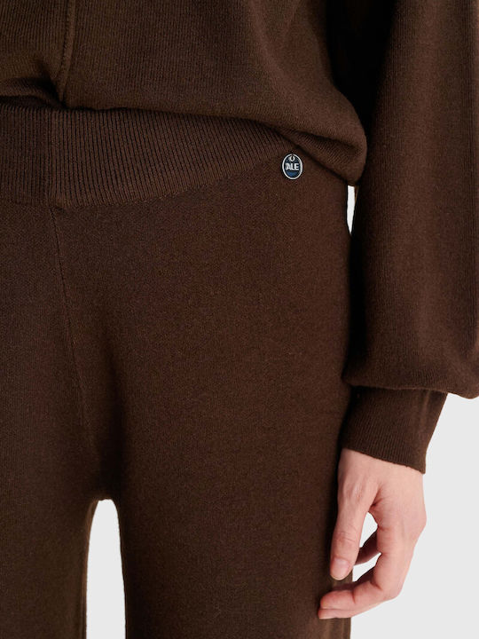 High-Waisted Wide-Leg Sweatpants Brown