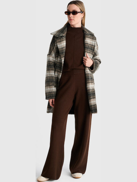 High-Waisted Wide-Leg Sweatpants Brown