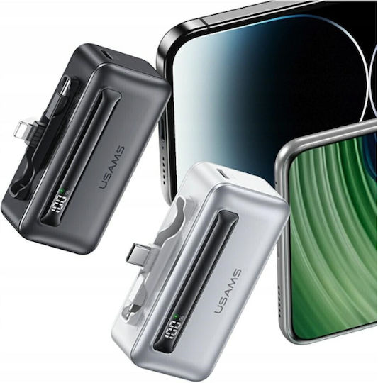Usams CD233 Baterie Externă 5000mAh 20W cu Port USB-C Livrarea Energiei Argintiu