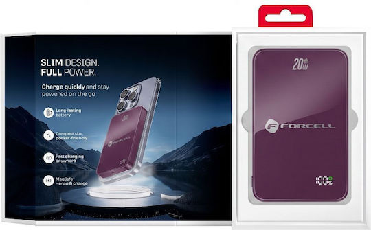 F-Energy F10K8 MagSafe Външна батерия 10000mAh 15W Power Delivery / Quick Charge Череша