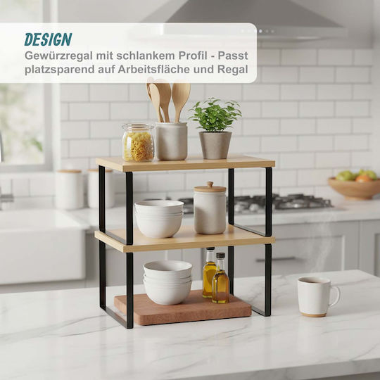 Relaxdays Tischständer aus Holz 30 x 19 x 16 cm 2 Stück Beige