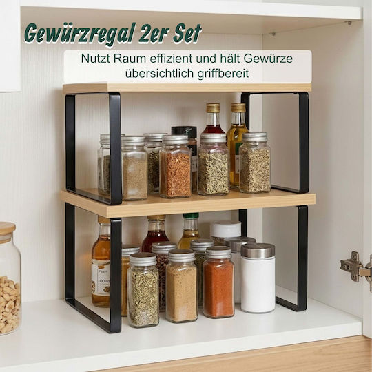 Relaxdays Tischständer aus Holz 30 x 19 x 16 cm 2 Stück Beige
