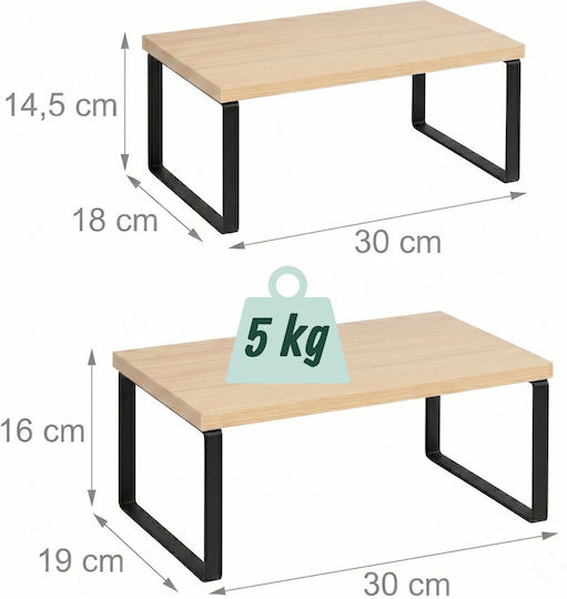 Relaxdays Tischständer aus Holz 30 x 19 x 16 cm 2 Stück Beige