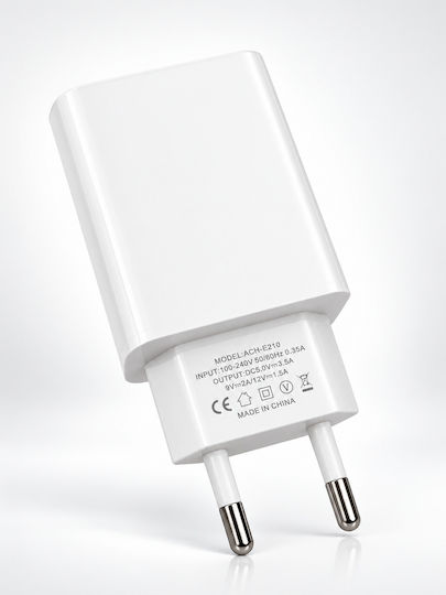 Amaya Зарядно Устройство Без Кабел с USB-A Изходен Порт и USB-C Изходен Порт 25W Power Delivery Бял (ACW-E221D)