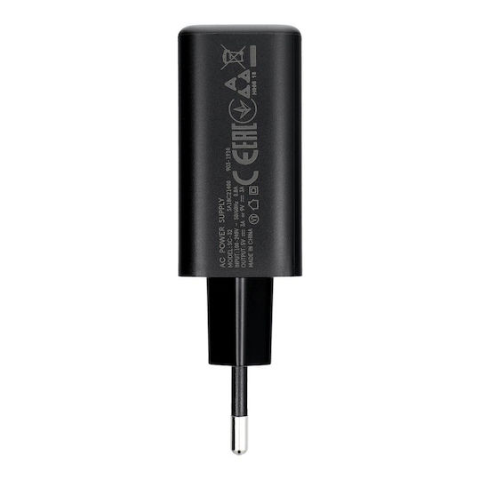Motorola Φορτιστής Χωρίς Καλώδιο με Θύρα USB-C 15W Quick Charge 4.0 Μαύρος (SC-32)