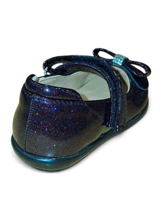 Kinderballerinas mit Elastischem Gurt aus Leder in Lila