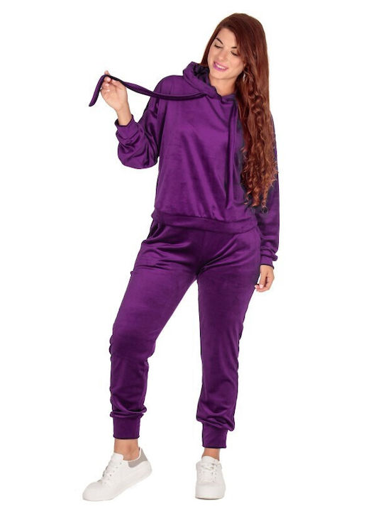 Lila Samt-Trainingsanzug-Set