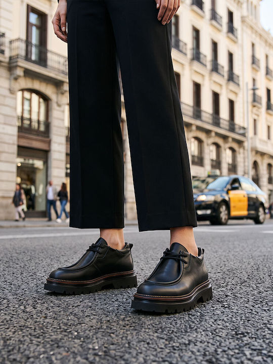 Damen-Oxfords aus Leder in schwarzer Farbe