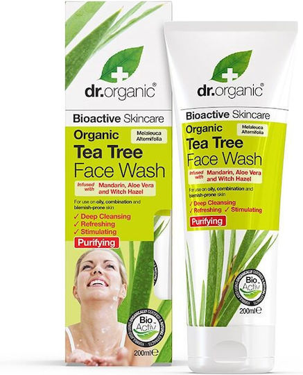 Dr.Organic Tea Tree Face Cleansing Gel Against Imperfections & Oil Control 200ml