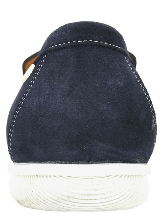 Loafers Mocasini Bărbați Din Catifea În Culoare Albastră