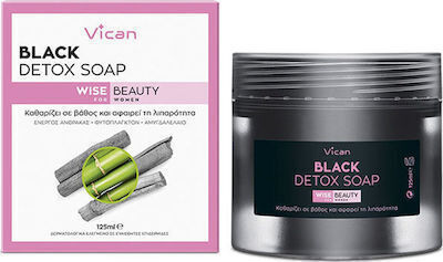 Vican Black Detox Soap Facial Cleansing Cream with Moisturizing & Antioxidant Action 125ml