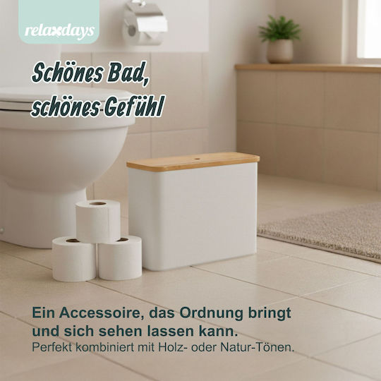 Relaxdays Floor-Standing Bamboo Toilet Paper Holder White 4052025854287