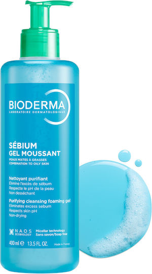 Bioderma Sebium Gel Moussant Purifying Cleansing Gel for Oily Skin with Acne Prone Tendency Face and Body