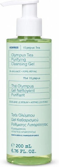 Korres Olympus Tea Gel De Curățare a Feței pentru Controlul Sebumului și Acțiune Antioxidantă 200ml