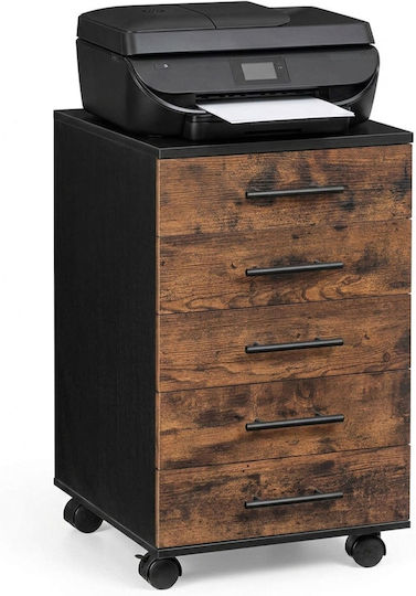 Brauner Rollbarer Holz-Büroschrank 40 x 40 x 69 cm