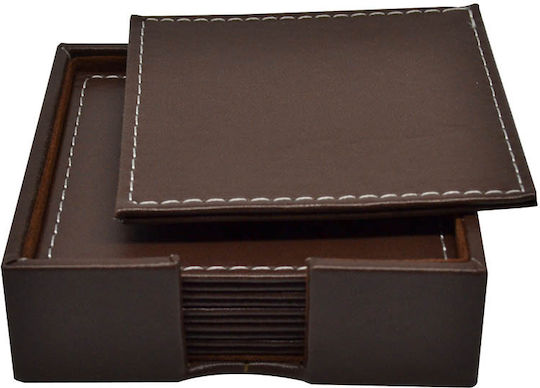 Ankor Suporturi pentru pahare din Piele ecologică cu Suport Maro 10x10cm 6 buc