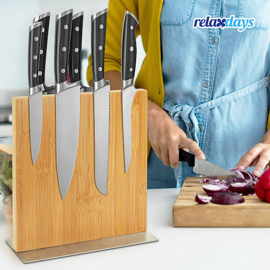 Relaxdays Magnetischer Messerblock aus Bambus