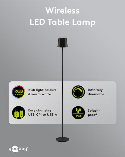 Goobay Lampadar cu LED Înălțime 122 cm cu Lumină RGBW 220 lm Negru