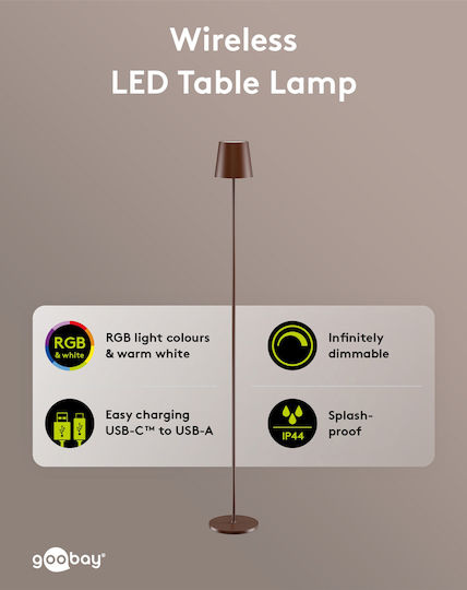 Goobay LED Floor Lamp H122cm with RGBW Light 220lm Copper
