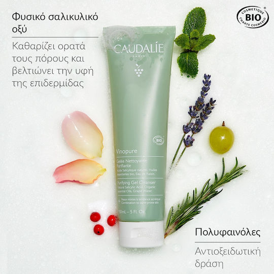 Caudalie Vinopure Gesichtsreinigungsgel für Kontrolle der Fettigkeit & Gegen Unvollkommenheiten 150 ml
