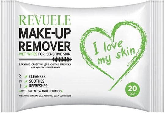 Revuele I Love My Skin Facial Cleansing Makeup Remover Wipes with Antioxidant Action 20 Pieces