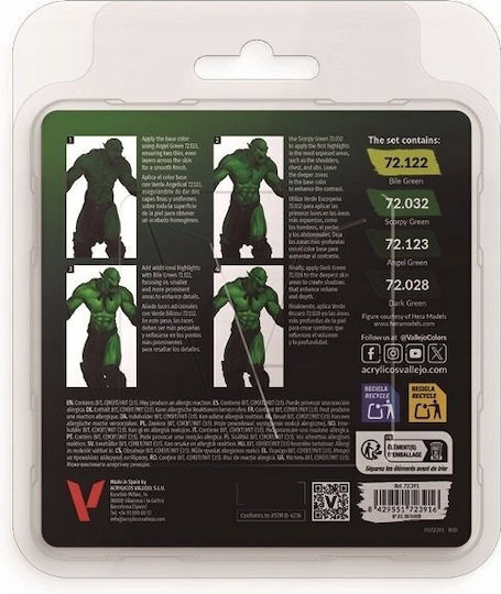 Acrylicos Vallejo Комплект бои за моделиране Game Ork Skin 18 ml 4 бр.