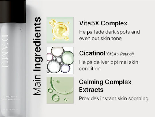 D'amu Lichid Tonifiant Pentru Față cu Centella Asiatica, Ceramide & Vitamina C 200ml