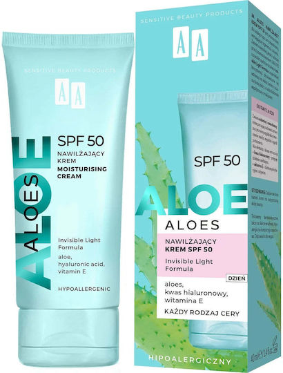 AA Aloe Light Крем за Лице Дневен с SPF50 за Хидратация Изсветляване на тена и Блясък с Алое вера 40мл