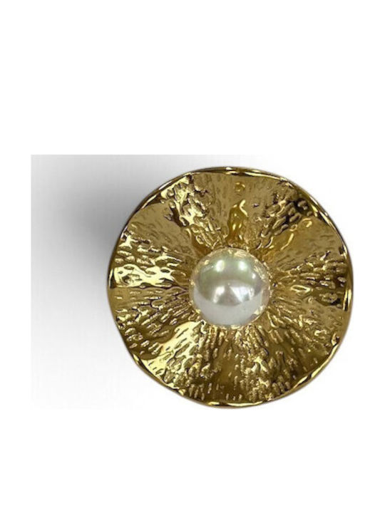 Prime Steel Inel pentru Femei cu Mărgele din Oțel Placat cu Aur