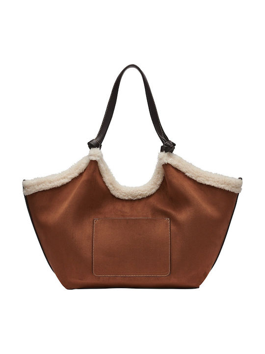 Paula Fabric Fur Women's Tote Bag Suede Coffee Bean