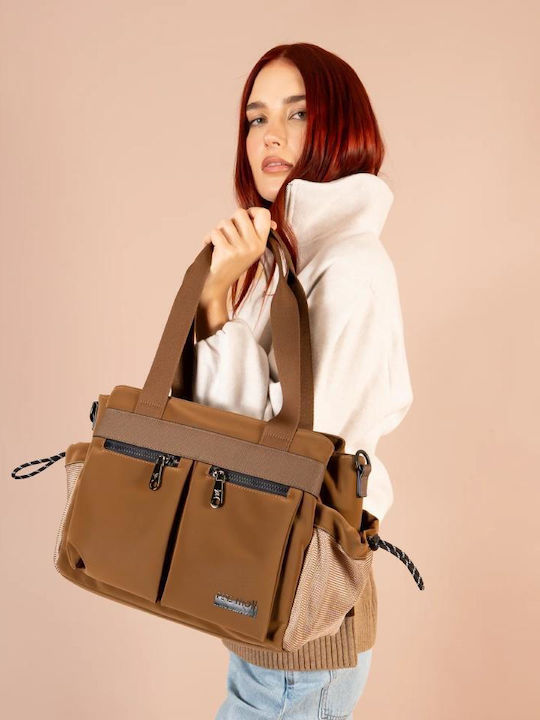 Brown Fabric Women's Shoulder Bag