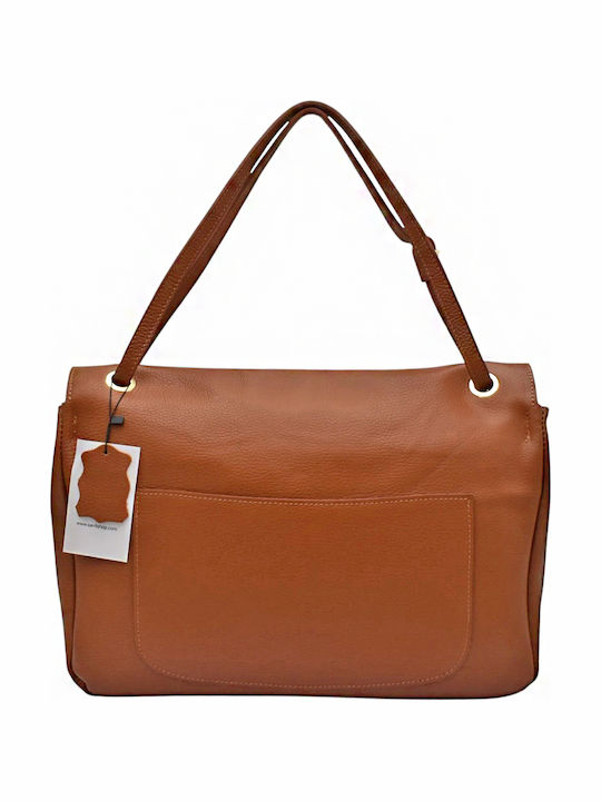 Geantă de Damă din Piele, de Umăr / Crossbody, Maro Tabac