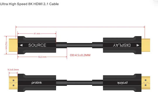 Prolink Premium HDMI 2.1 Кабел HDMI мъжки конектор - HDMI мъжки конектор 10 м Черен
