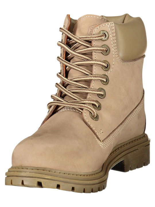 River Damen Lederstiefeletten Beige