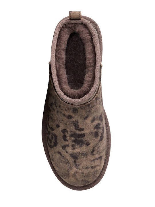 Classic Ultra Mini Leder-Stiefeletten für Damen Braun