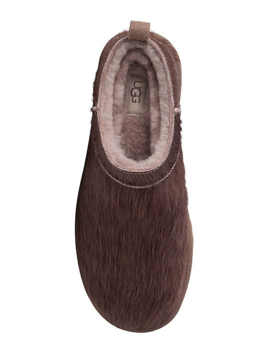 Classic Micro Calf Hair Δερμάτινα Γυναικεία Μποτάκια Καφέ