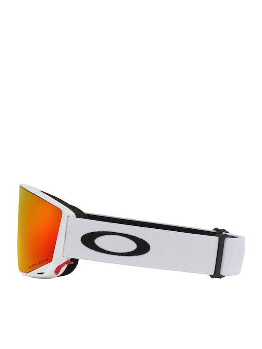 Oakley Snow Mască de schi și snowboard pentru adulți, albă cu lentilă roșie