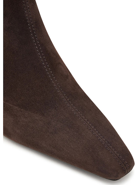Suede Women's Ankle Boots Brown