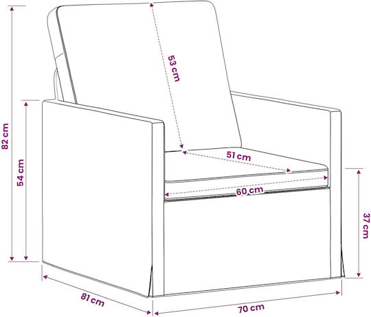 Red Armchair 70x81x82cm