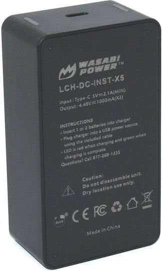 Wasabi Power Insta360 X5 Battery 2-pack Dual Usb-c Charger