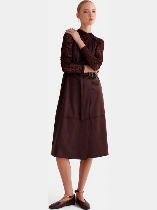 Midi Φόρεμα Κρουαζέ Plum