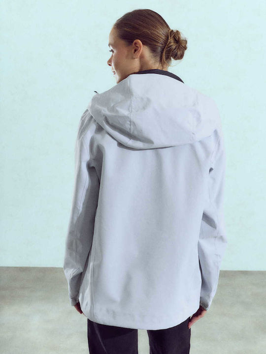 Women's Jacket with Removable Inner Vest Loose Fit Light Grey
