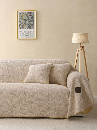 Beauty Home 8833 Sesselüberwurf aus Chenille 175 x 180 cm Beige