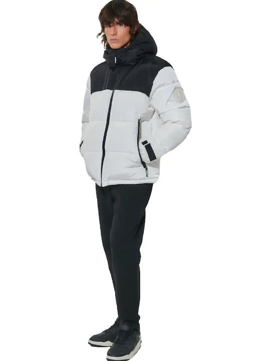 Winter Puffer Jacket Waterproof and Windproof Black / White